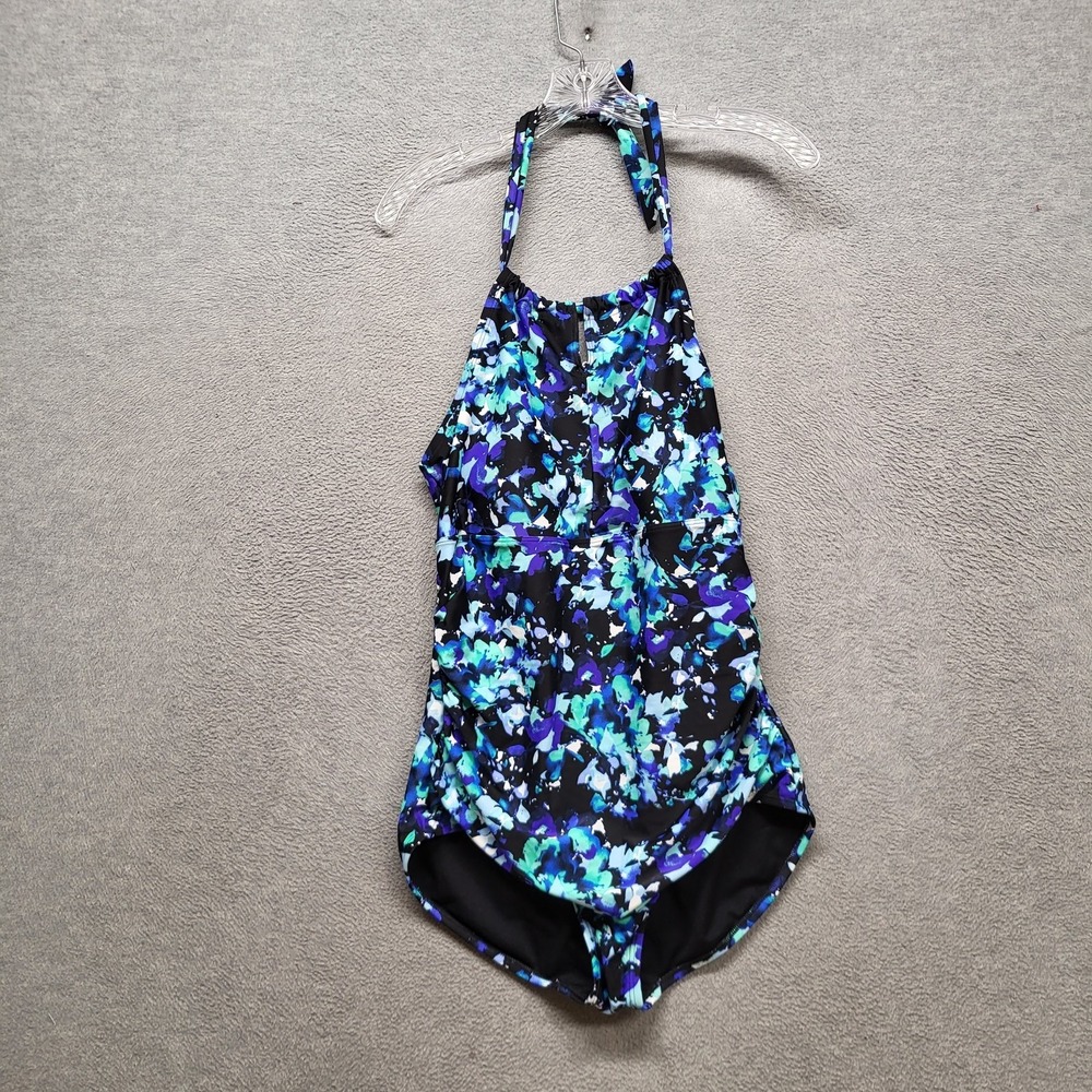 Speedo Women Swimwear L Multicolor Blue Black White Nylon Polyester Spandex